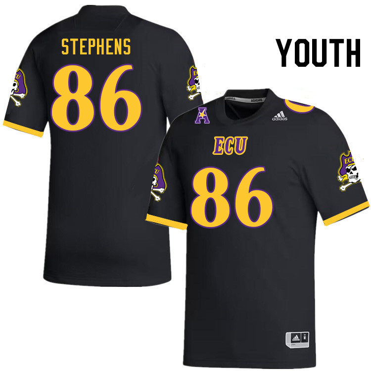 Youth #86 Ryan Stephens ECU Pirates College Football Jerseys Stitched Sale-Black - Click Image to Close